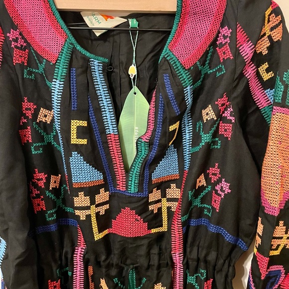 FARM Rio Black Cross Stich Midi dress Nwt // Anthropologie - Picture 6 of 9